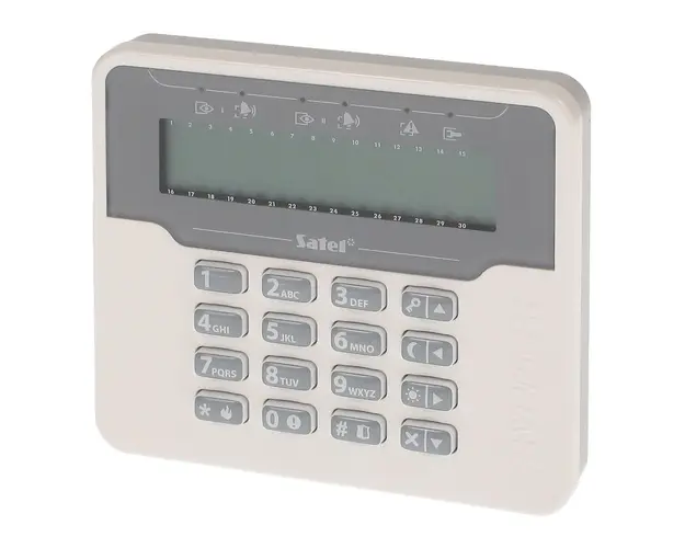 Tastatura LCD Satel VERSA-LCDM-WH, 3 butoane functionale, taste dedicate, buzzer