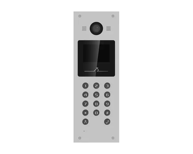 Videointerfon de exterior IP Hikvision DS-KD3003-E6, RFID, PIN/card, ecran LCD, 3.5 inch, 2 MP, IR, 10.000 utilizatori, ingropat