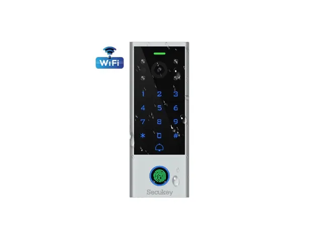 Videointerfon de exterior WiFi Secukey VCONTROL 3-F, 2 MP, EM/Mifare 125/13.56 MHz, PIN, slot card, amprenta, Tuya