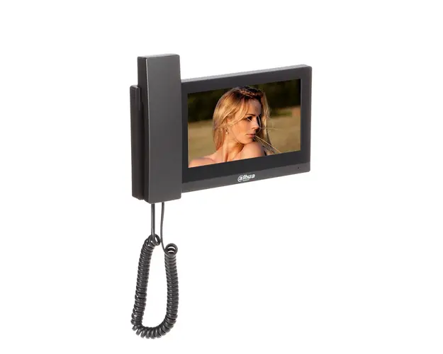 Videointerfon de interior cu receptor IP Wi-Fi Dahua VTH5421E-H, 7 inch, PoE, slot card, negru