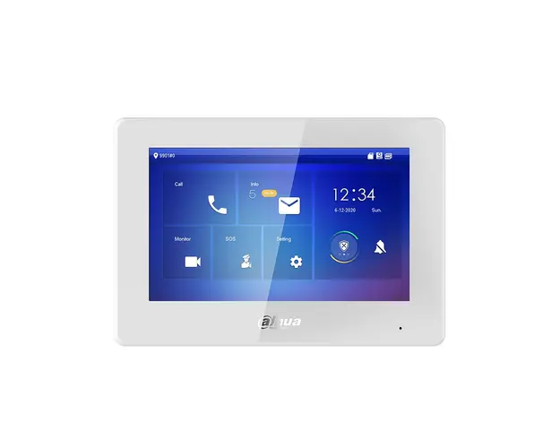 Videointerfon de interior pe 2 fire IP WIFI Dahua VTH5422HW-W, 7 inch, aparent, alb, slot card