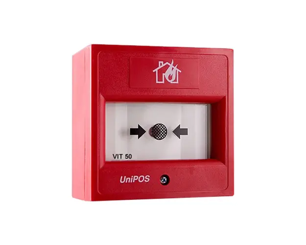 Buton de incendiu wireless UniPOS VIT50, element elastic, LED, aparent