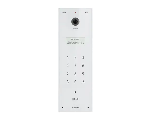 Videointerfon de exterior Electra Expert VPE.0BS03.ELWTL, 800 TVL, 255 apartamente, tastatura touch iluminata, acces prin card RFID, aparent