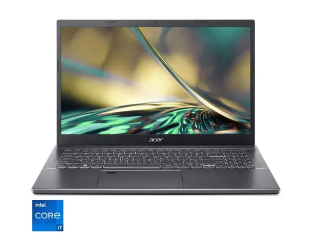 Laptop Acer 15.6&#039;&#039; Aspire 5 A515-57, FHD IPS, Procesor Intel® Core™ i7-12650H (24M Cache, up to 4.70 GHz), 16GB DDR4, 512GB SSD, GMA UHD, No OS, Steel Gray
