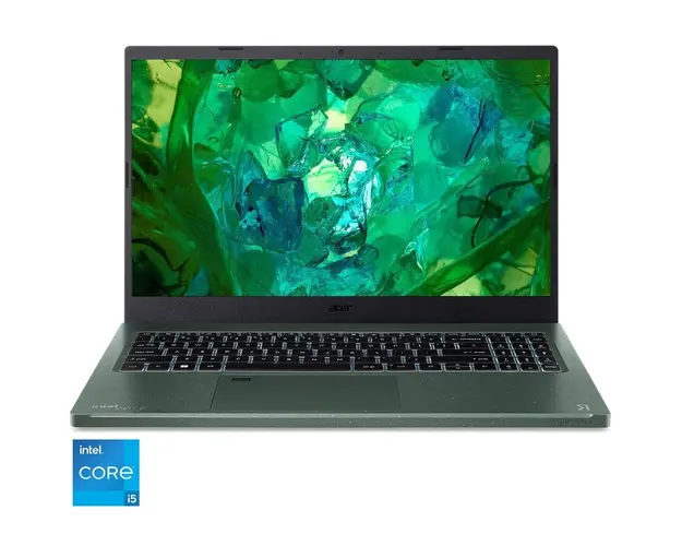 Laptop Acer Aspire Vero AV15-53P cu procesor Intel® Core™ i5-1335U pana la 4.6 GHz, 15.6, Full HD, IPS, 16GB DDR5, 512GB SSD, Intel® UHD Graphics, No OS, Green