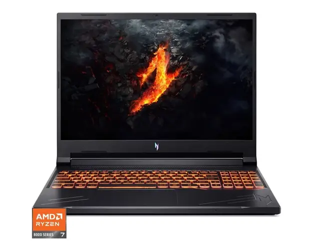 Laptop Acer Gaming 16&#039;&#039; Nitro V16 ANV16-41, WUXGA IPS 165Hz, Procesor AMD Ryzen™ 7 8845HS (16M Cache, up to 5.10 GHz), 16GB DDR5, 512GB SSD, GeForce RTX 4050 6GB, No OS, Obsidian Black