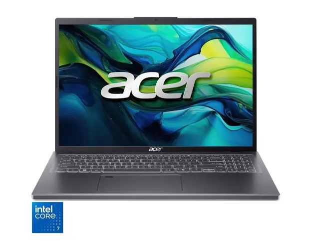 Laptop Gaming Acer Aspire 16 A16-51GM-72MV cu procesor Intel® Core™ 7 150U pana la 5.4GHz, 16&#039;&#039;, WUXGA, IPS, 16GB RAM DDR5, 512GB SSD, NVIDIA® Geforce® RTX™ 2050 4GB GDDR6, No OS, Steel Gray