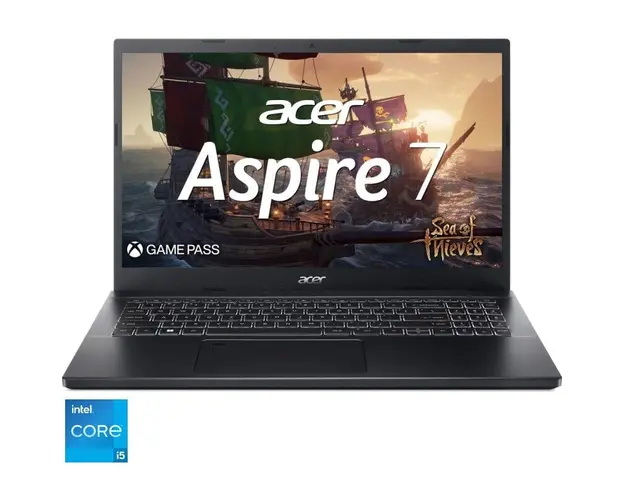 Laptop Gaming 15.6&#039;&#039; Aspire 7 A715-76G FHD IPS, Procesor Intel® Core™ i5-12450H (12M Cache, up to 4.40 GHz), 16GB DDR4, 512GB SSD, GeForce RTX 3050 4GB, No OS, Black