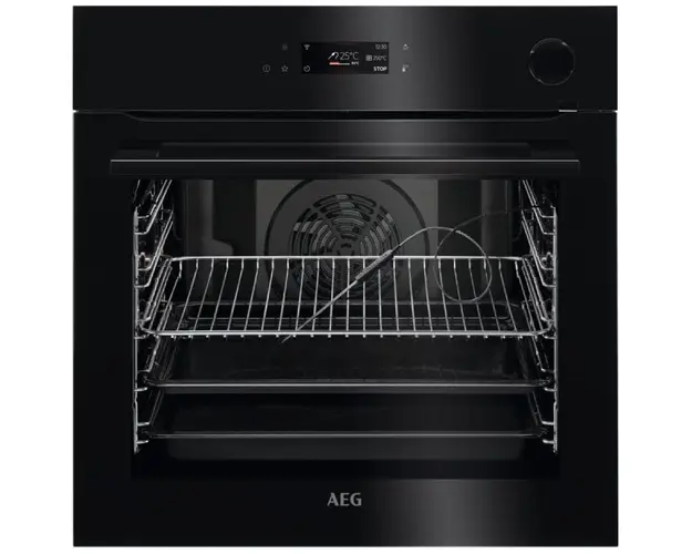 Cuptor incorporabil AEG BSE778380B, Electric, 72 l, Autocuratare pirolitica, SteamCrisp, Afisaj digital, Timer electronic, Conectivitate WiFi, Clasa A+, Negru