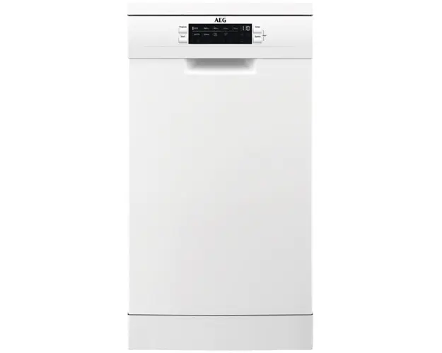 Masina de spalat vase AEG FFB62427ZW, SatelliteClean, AirDry Pro Clean, Deschidere automata a usii, clasa E, 9 seturi, inverter, 45 cm, Alb
