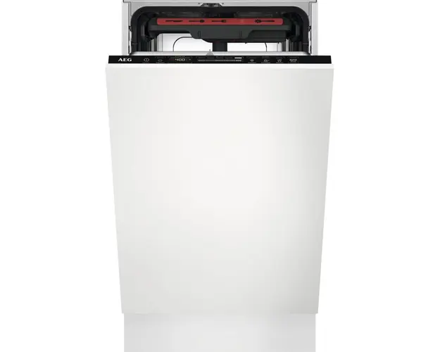 Masina de spalat vase incorporabila AEG FSE74527P, 10 seturi, 7 programe, MaxiFlex, AirDry, Usa slide, Motor inverter, SatelliteClean, Iluminare interioare, Time Beam, Clasa C, 45 cm