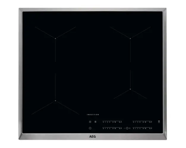 Plita incorporabila inductie AEG IKB64431XB, 60 cm, 4 zone, conectivitate hota, Booster, Rama inox