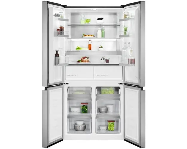 Side by side AEG RMB952E6VU, 522 l, No frost, Casa E, Afisaj LCD, Touch control, Iluminare LED, H 190 cm, Inox