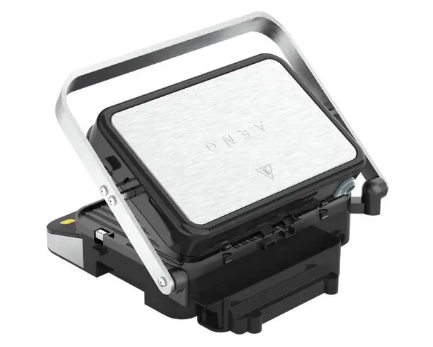 Gratar, AENO, EG1, 2000W, 3 moduri, Functie de dezghetare, Temporizator, Afisaj digital al temperaturii, Deschidere 180, 320 x 220 mm, Negru/Argintiu