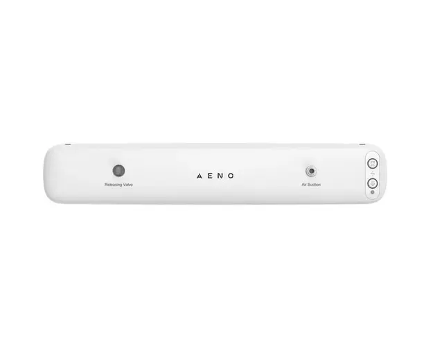 Aparat de vidat Aeno AVS0001, 85 W, aspiratie in vid 65 kPa, capacitate pana la 4.5 l/ min, lungime de etansare pana la 30 cm, 10 pungi, adaptor recipient/ sticla inclus, e-Recipe Book, gri/ alb