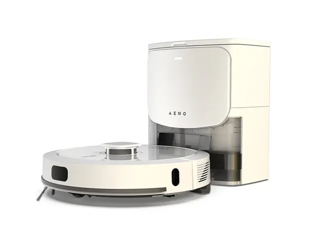 Aspirator robot Aeno ARC0004S, statie de incarcare, curatare umeda si uscata, filtru HEPA 12+prefiltru si lampa UV, 4000 Pa, baterie Litiu Ion 5200 mAh, capacitate rezervor 300 ml, Alb