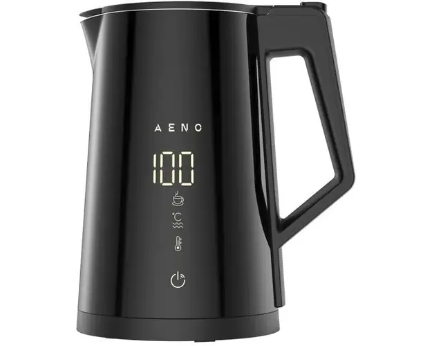 Fierbator electric inteligent Aeno AEK0007S, controler Strix , 1.7 l, filtru de calcar, protectie la fierbere uscata, corp cu pereti dubli neincalzitor, vas interior fara sudura din otel inoxidabil, afisaj LED, setari de temperatura, negru
