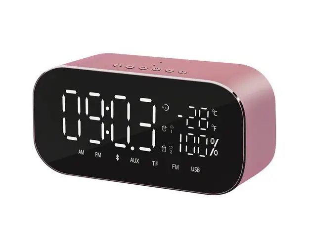 Radio ceas Akai ABTS-S2 cu BT, radio FM, carcasa aluminiu, baterie 1800 mAh, Golden rose