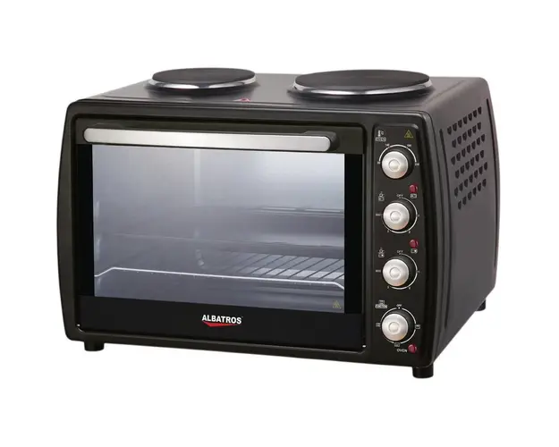 Cuptor electric Albatros A45BP2, 45 litri, 2 plite electrice, 3500W, Negru