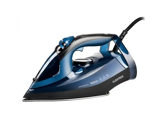 Fier de calcat Sapphire, 3200 W, talpa ceramica, functie de auto-curatare, functie anti-picurare, functie anti-calcar, calcare verticala, Albastru