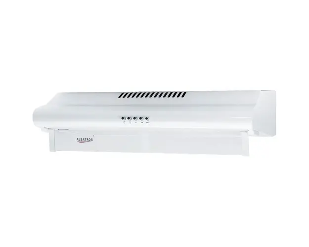 Hota traditionala Albatros H10P ECO+, Capacitate absorbtie 186.1 m³/h, 3 viteze, 1 motor, Filtru acrilic, Butoane frontale, 60 cm, Alb