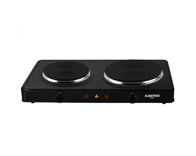 Plita independenta Albatros AP26B, Electrica, 2 zone de gatit, Butoane termostat, Negru