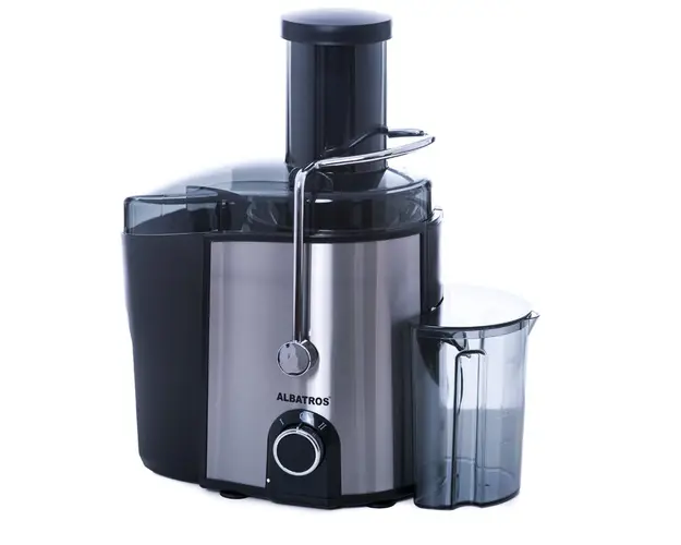Storcator Albatros NatureMix 1000, 1000 W, 2 viteze, Recipient suc 0.75 L, Recipient pulpa 1.6 L, Lame inox, Filtru-sita inox, Negru/Ornament inox