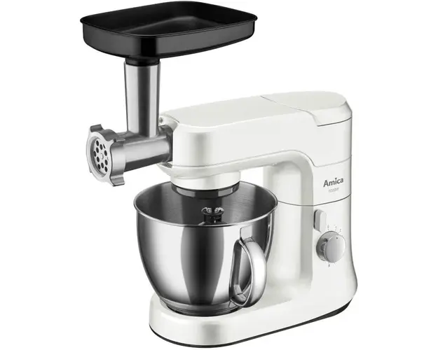 Robot de bucatarie Amica KML 4011, 1000W, bol inox 4.5L, 1.8 kg, 8 trepte de viteza, functie pulse, 4 accesorii, alb