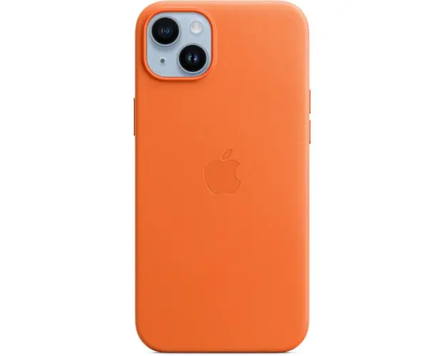 Husa de protectie Apple Leather Case with MagSafe pentru iPhone 14 Plus, Orange