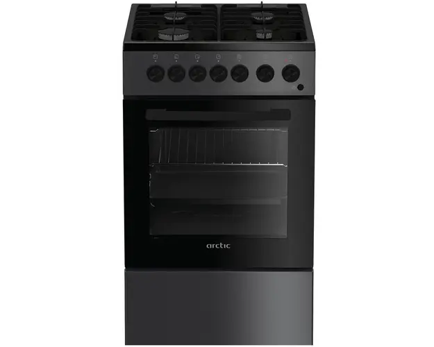 Aragaz mixt Arctic AEM5611DTLA, Gaz, 4 Arzatoare, Safety Plus, 50 cm, Antracit