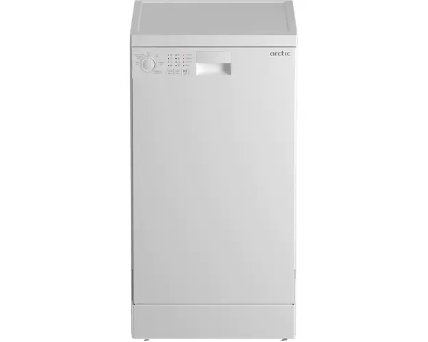 Masina de spalat vase Slim DFS0502, 10 seturi, 5 programe, Sistem dedurizare apa, Aqua Protect, Amanare pornire, Clasa E, 45 cm, Alb
