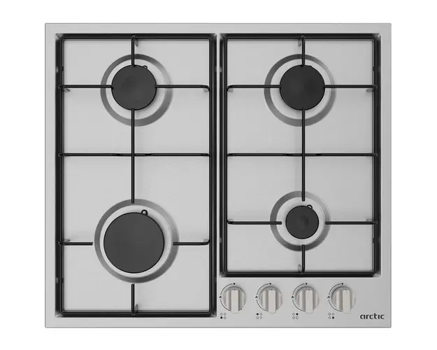 Plita incorporabila Arctic ARAGN64223SXO, Gaz, 4 arzatoare, Aprindere electrica, Safety Plus, 61 cm, Inox