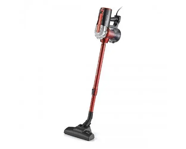 Aspirator vertical Ariete Handy Force 2761 , 2 in 1, 600 W, filtru HEPA, tehnologie ciclonica, fara sac, perie traditionala, tub telescopic, rosu / negru