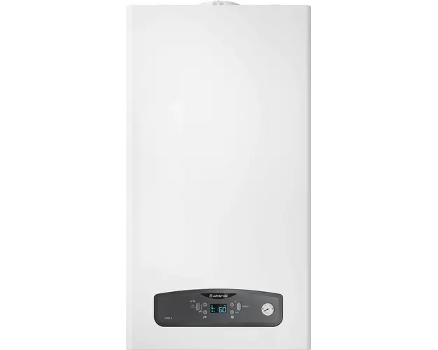 Centrala murala in condensare Ariston Cares S 24, 24 kw, Compatibil GPL, Display LCD, Manometru frontal, Schimbator caldura otel-inox