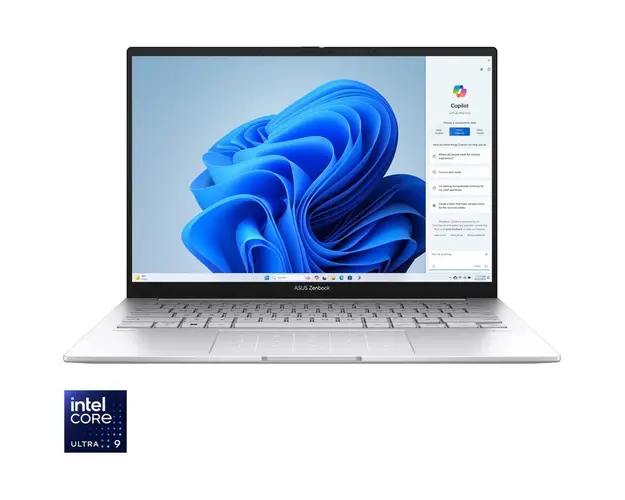 Laptop ASUS Zenbook 14 OLED UX3405MA cu procesor Intel® Core™ Ultra 9 185H pana la 5.1 GHz, 14&#039;&#039;, 3K, OLED, 120Hz, 32GB LPDDR5X, 1TB SSD, Intel® Arc™ Graphics, Windows 11 Pro, Foggy Silver