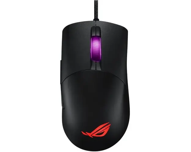 Mouse gaming ASUS ROG Keris, switch-uri ROG push-fit, 16000 dpi, 5 butoane, butoane stanga/dreapta din polimer PBT, structura interna tip fagure, iluminare RGB Aura Sync, Negru