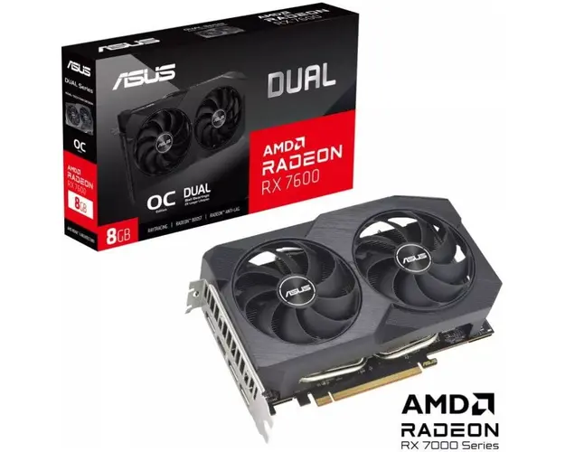 Placa Video ASUS Radeon RX 7600 DUAL OC, 8GB GDDR6, 128-bit