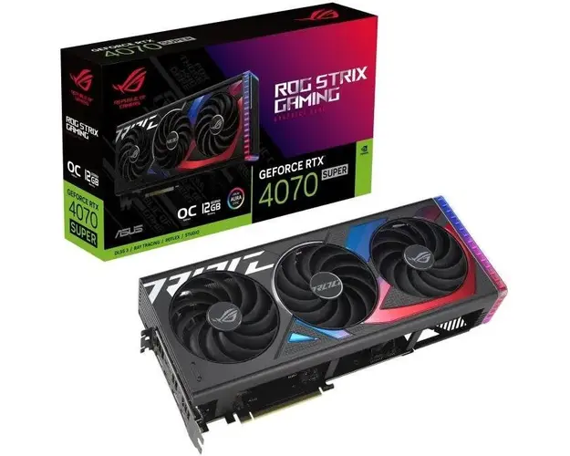 Placa Video ASUS ROG Strix GeForce RTX™ 4070 SUPER 12GB GDDR6X OC Edition 192 bit, PCIE Gen4, 2x HDMI 3x DP