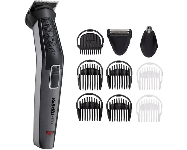 Aparat de tuns si ras BaByliss MT727E Carbon Titanium 10in1 Multi Trimmer, 10 Accesorii, 3 capete, Negru