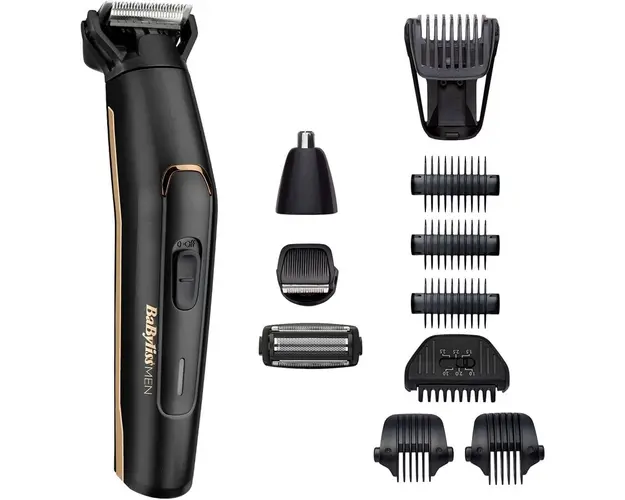 Aparat de tuns si ras BaByliss MT860E Carbon Titanium 11in1 Multi Trimmer, 11 Accesorii, 4 capete, Negru