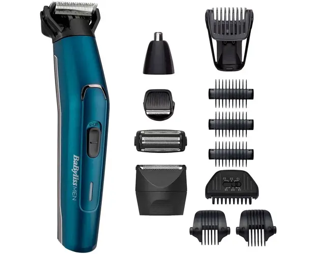 Aparat de tuns si ras BaByliss MT890E Japanese Steel 12in1 Multi Trimmer, 12 Accesorii, 5 capete, Albastru