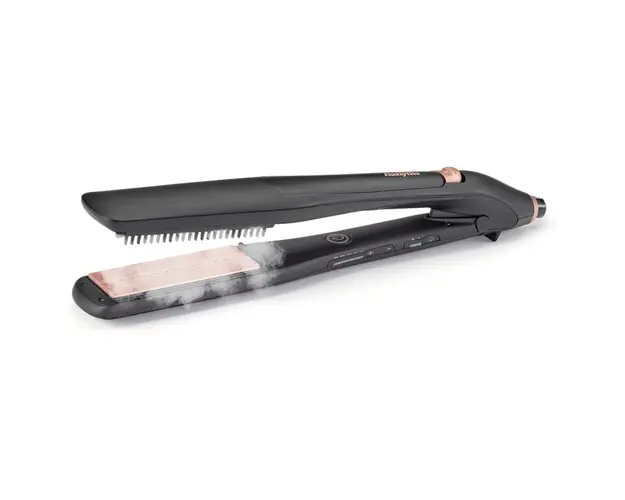 Placa de par Babyliss Steam Luxe Styler ST596E, 5 setari de temperatura, placi 36 x 105 mm, tehnologie steam, negru