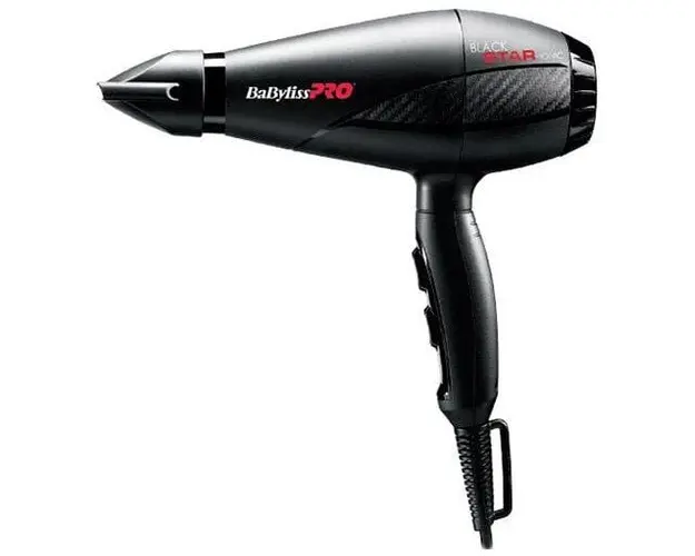 Uscator de par ionic Babyliss Pro Black Star, 2200W, 3 trepte de viteza si temperatura, Concentrator, Negru