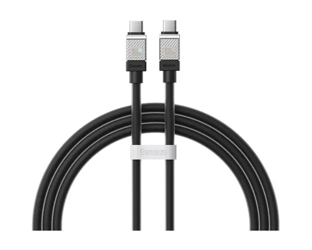CABLU alimentare si date Baseus, Fast Charging Data Cable pt. smartphone, USB Type-C (T) la USB Type-C (T), E-marker, 100W, 1m, negru, CAKW000201 (include TV 0.18lei) - 6932172626648