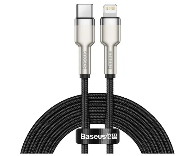 Cablu de date Baseus Cafule Series, Type-C la tip Lightning, Metal Black