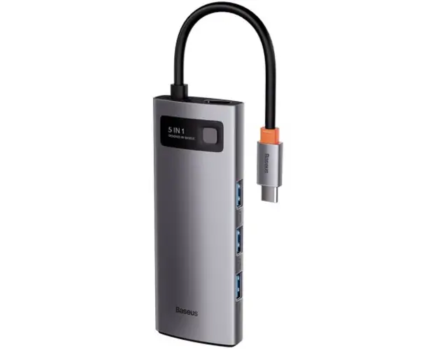 Docking Station Metal Gleam Series 5-in-1, conectare PC USB Type-C, USB 3.0 x 3, USB Type C x 1 PD 100W, HDMI x 1/4K/30Hz, gri
