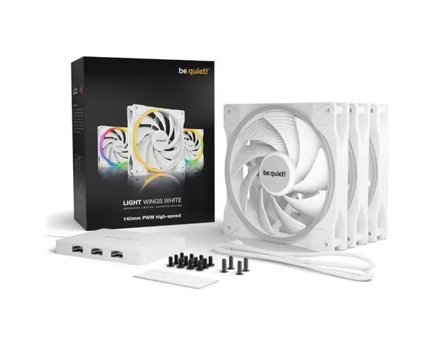 Ventilator / radiator be quiet! LIGHT WINGS White RGB 140mm PWM High-Speed Three Fan Pack