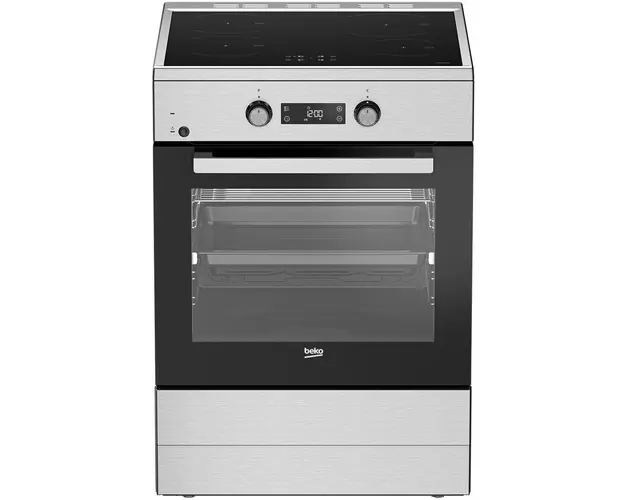 Aragaz Beko FSM69301SXT, Electric, 4 zone de gatit, Booster, SteamShine Cleaning, Gatire asistata de abur, Rafturi telescopice, Timer, Clasa A, 60 cm, Inox