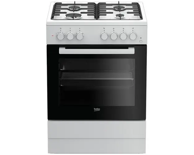 Aragaz Beko FSST62110DW, 4 Arzatoare pe Gaz, Cuptor electric, Aprindere electrica, Grill, Rotisor, Alb