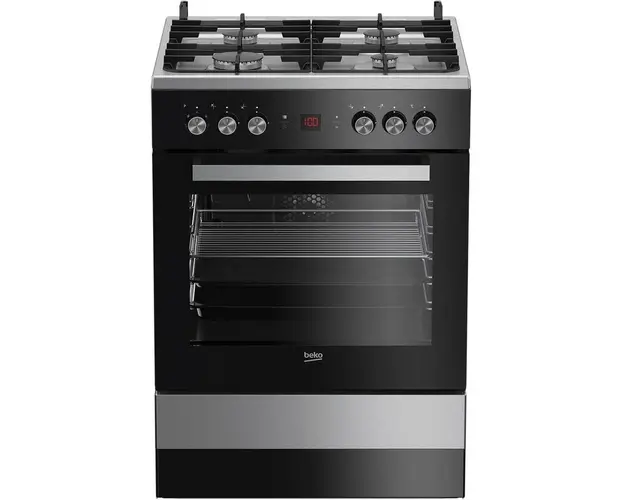 Aragaz mixt FSM62530DXMS, 4 Arzatoare pe gaz, Aprindere electrica, gratare fonta, Cuptor electric, Autocuratare catalitica, Grill, Gatire 3D, Timer, LED